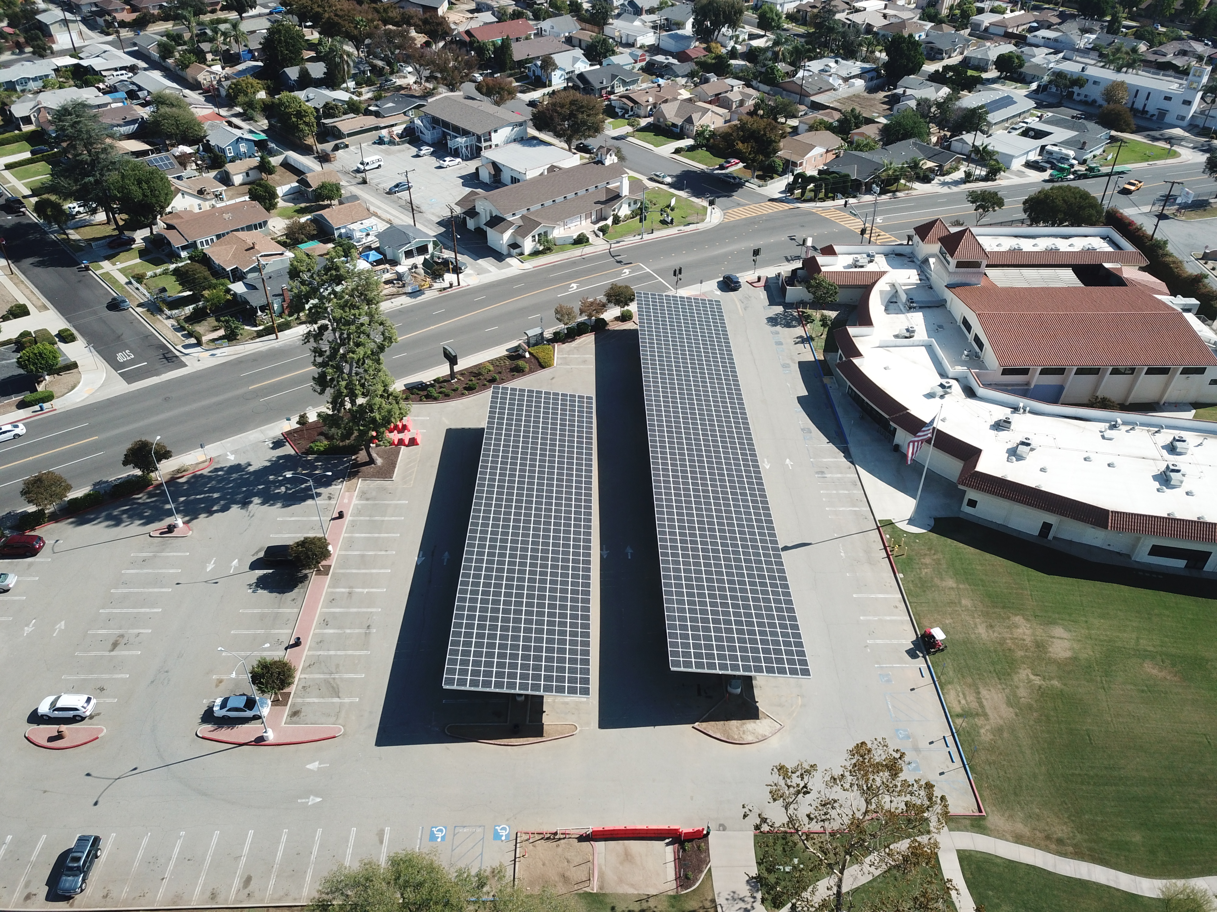 Drone Image of Solar Panels in City of La Puente