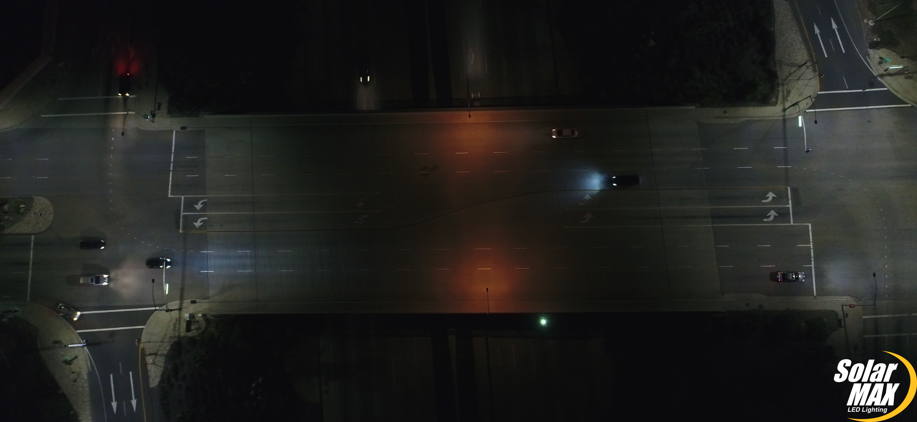 Drone Image of Lighting Contrast with LED and prior tech